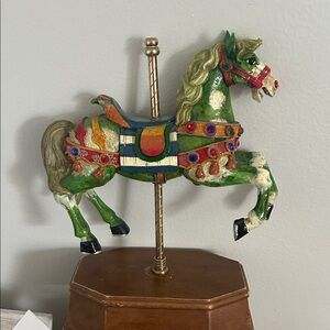 Vintage Green Carousel Horse Figurine CHRISTMAS JULY SALE
